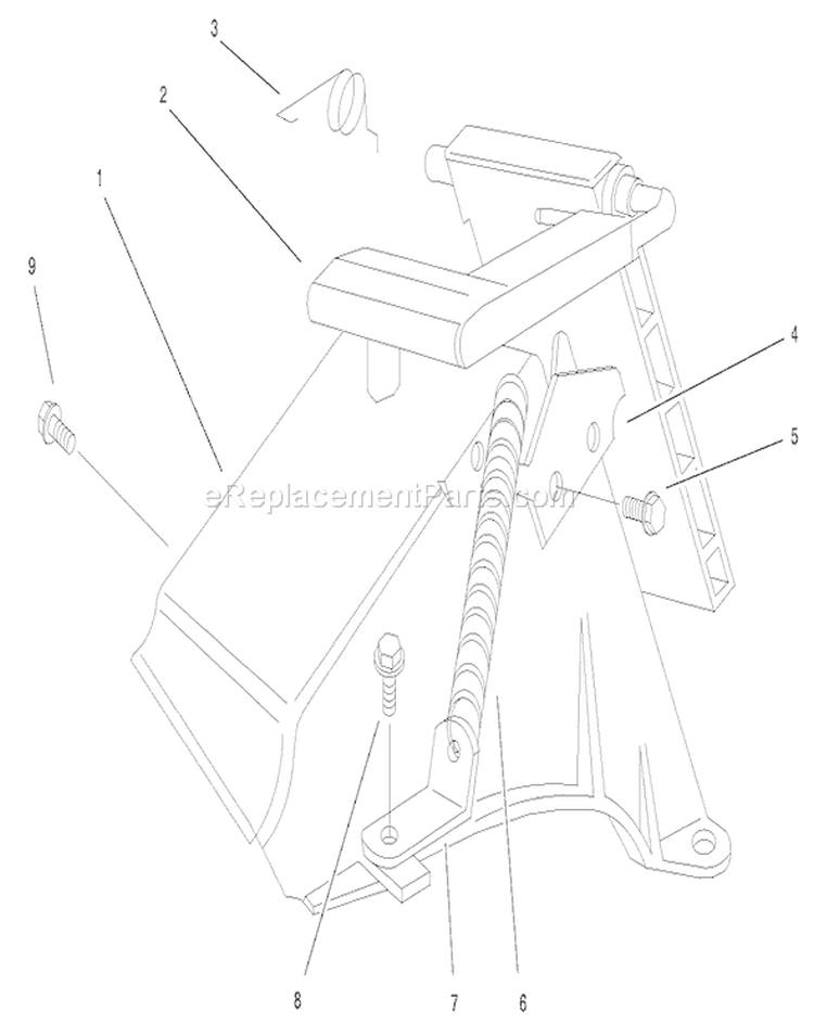 Rear Bagging Discharge Chute Assembly Diagram and Parts List for 20043 9900001-9999999 - 1999 Toro Lawn Mower