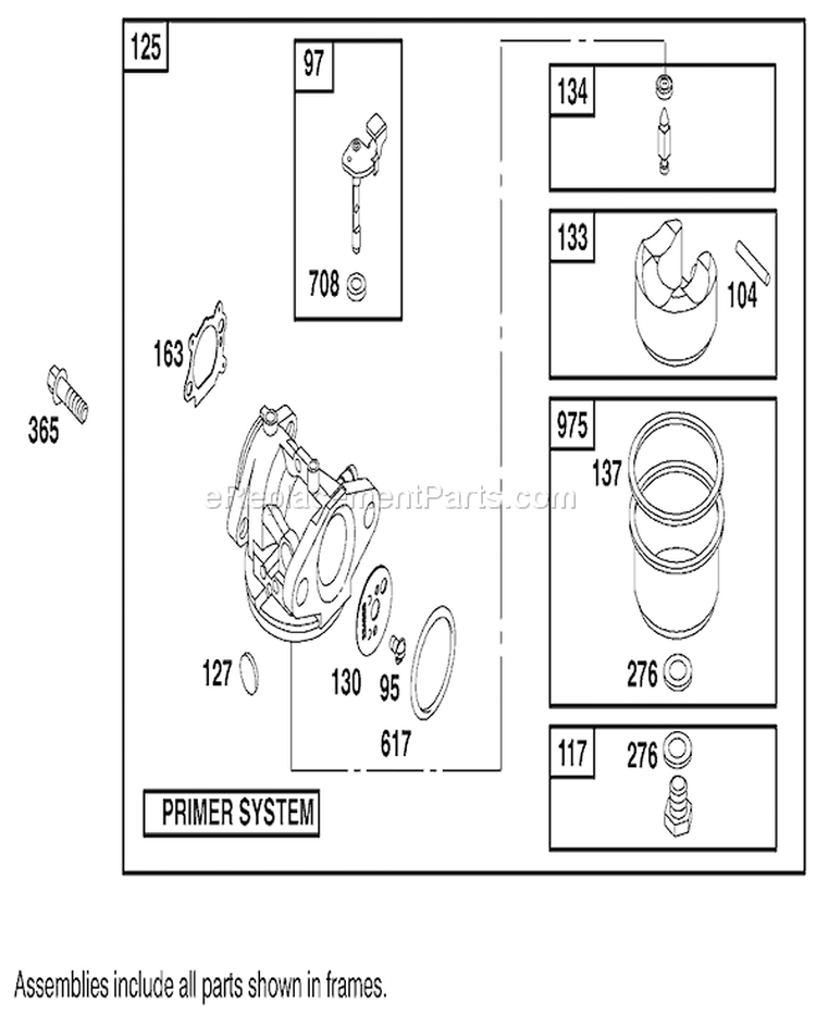 Carburetor Assembly Diagram and Parts List for 20045 9900001-9999999 - 1999 Toro Lawn Mower