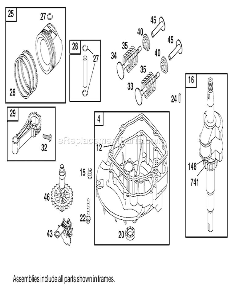 Crankshaft Assembly Diagram and Parts List for 20045 9900001-9999999 - 1999 Toro Lawn Mower