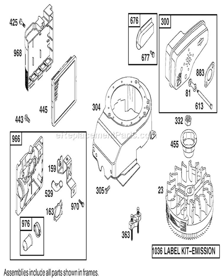 Flywheel and Muffler Diagram and Parts List for 20045 9900001-9999999 - 1999 Toro Lawn Mower