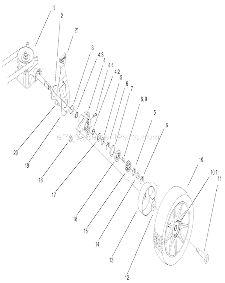 Gear Case and Wheel Assembly Diagram and Parts List for 20046 200000001-200999999 - 2000 Toro Lawn Mower