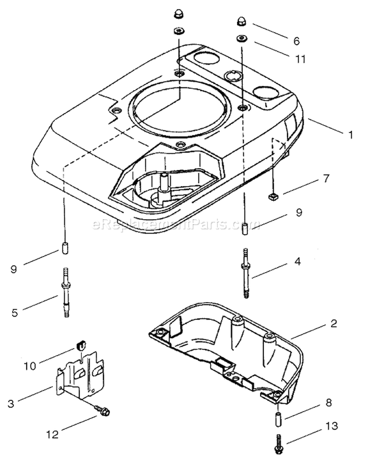 Cover and Cooling Assembly Diagram and Parts List for 20046 210000001-210999999 - 2001 Toro Lawn Mower