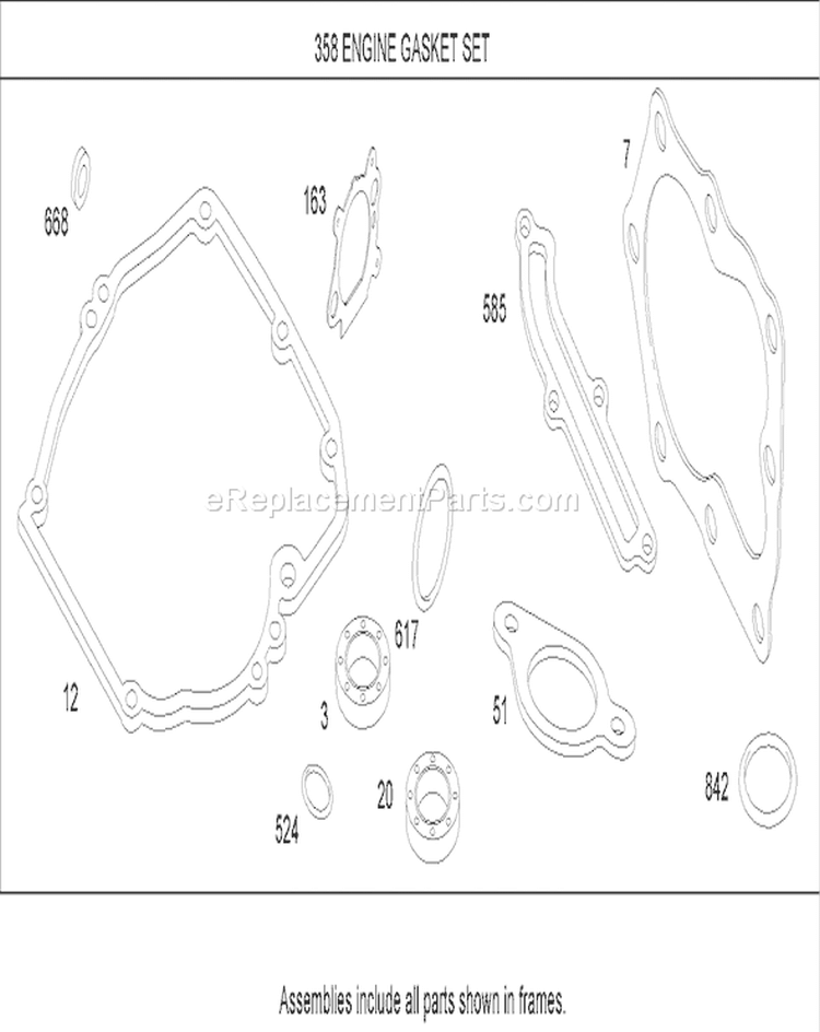 Gasket Assembly Diagram and Parts List for 20047 260000001-260999999 - 2006 Toro Lawn Mower