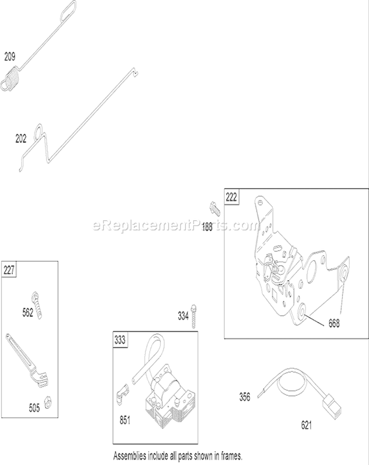 Governor Assembly Diagram and Parts List for 20047 260000001-260999999 - 2006 Toro Lawn Mower