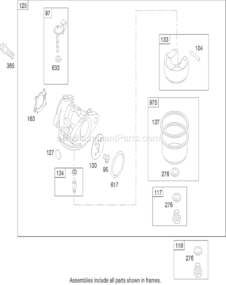 Carburetor Assembly Diagram and Parts List for 20047 260000001-260999999 - 2006 Toro Lawn Mower