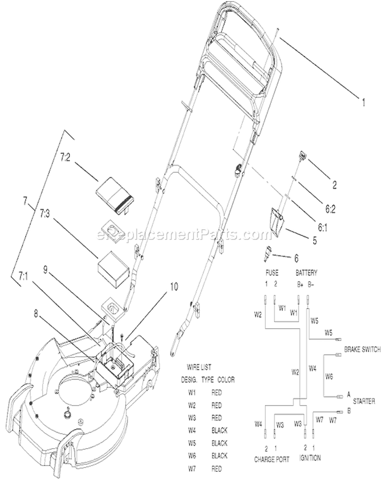 Battery And Switch Assembly Diagram and Parts List for 20048 210000001-210999999 - 2001 Toro Lawn Mower