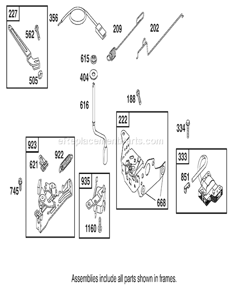 Controls, Governor and Magneto Diagram and Parts List for 20048 210000001-210999999 - 2001 Toro Lawn Mower