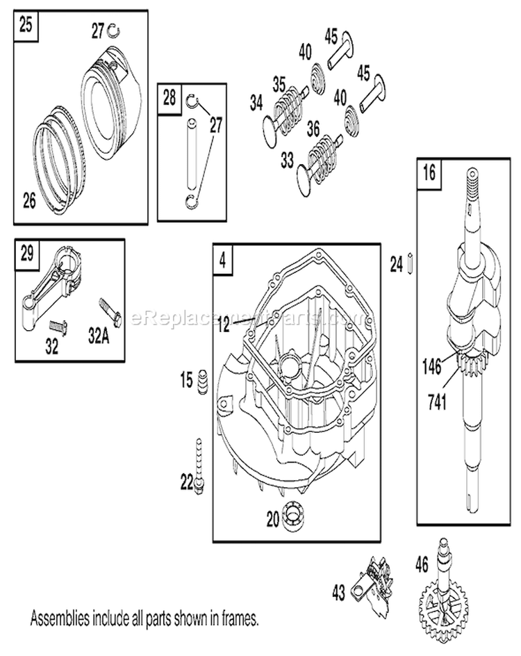 Crankcase Assembly Diagram and Parts List for 20048 210000001-210999999 - 2001 Toro Lawn Mower