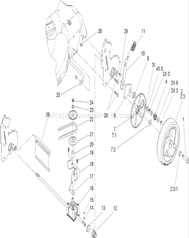 Rear Axle and Transmission Assembly Diagram and Parts List for 20049 250000001-250999999 - 2005 Toro Lawn Mower