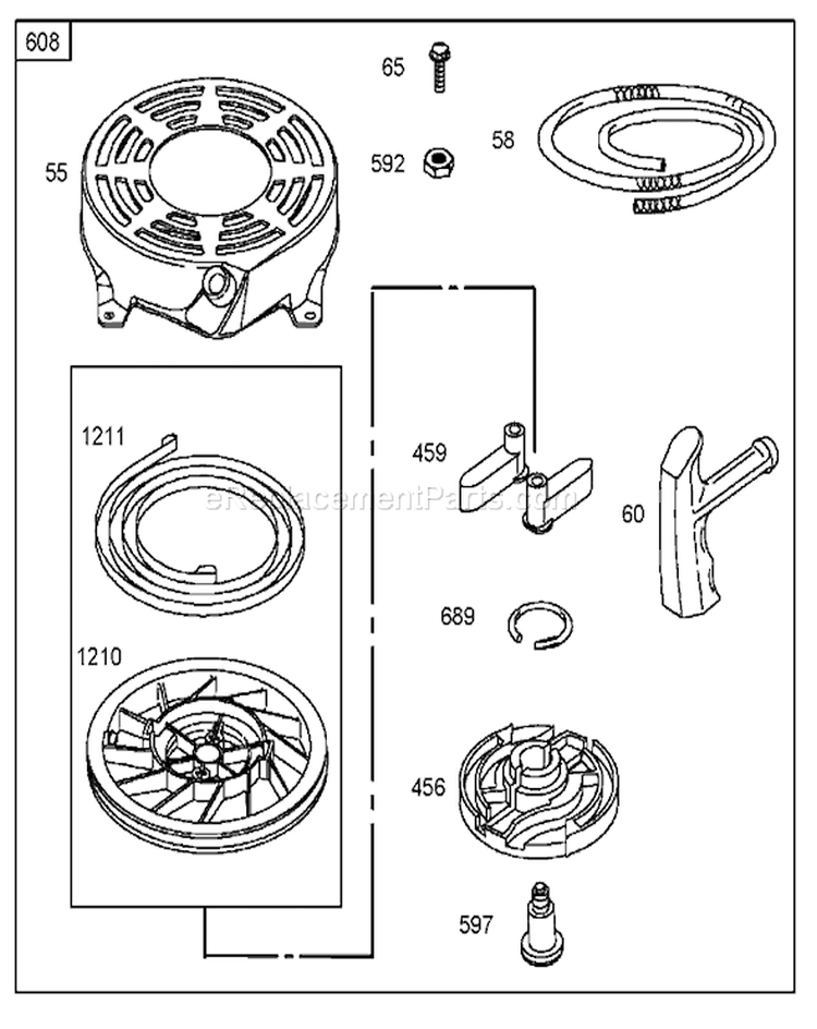 Starter Assembly Diagram and Parts List for 20049 250000001-250999999 - 2005 Toro Lawn Mower