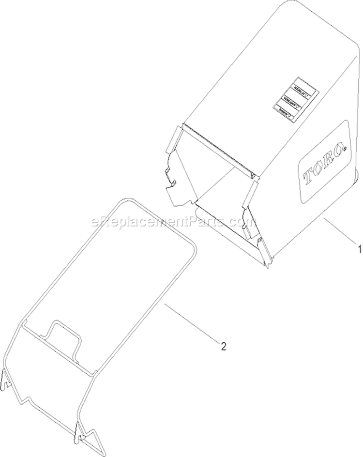 Grass Bag Assembly Diagram and Parts List for 20051 240000001-240999999 - 2004 Toro Lawn Mower