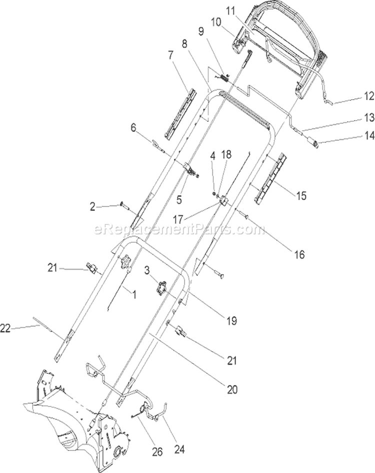 Handle Assembly Diagram and Parts List for 20051 240000001-240999999 - 2004 Toro Lawn Mower