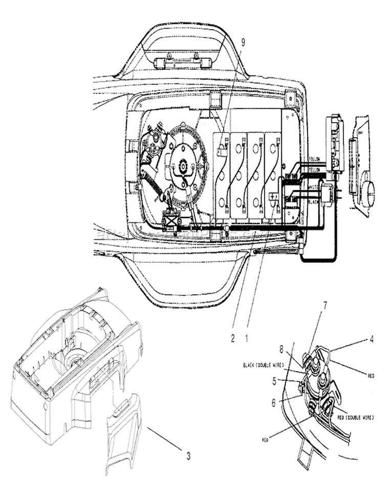 Electrical Wiring and Discharge Chute Assembly Diagram and Parts List for 20052 200000001-200999999 - 2000 Toro Lawn Mower