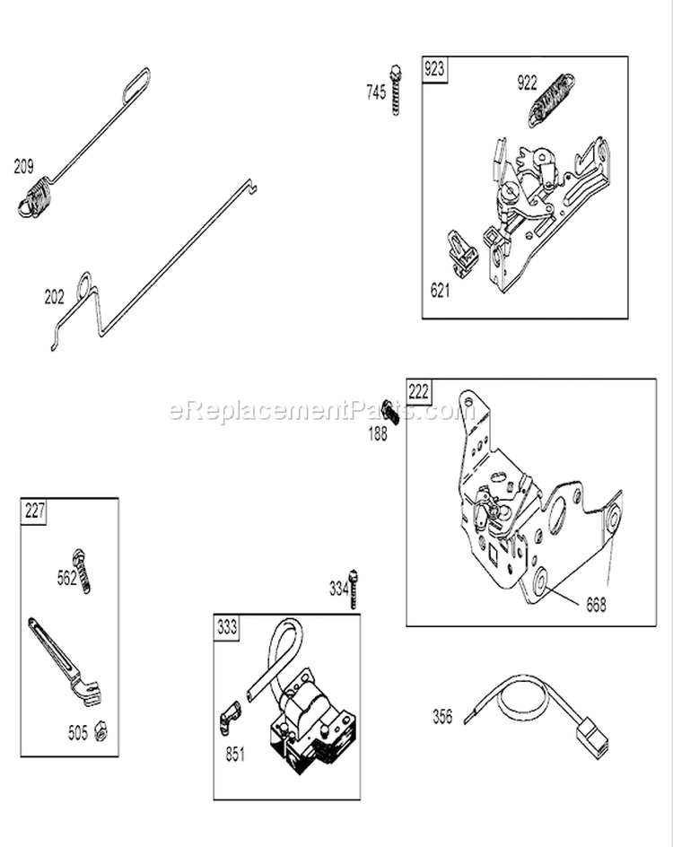 Governor Assembly Diagram and Parts List for 20054 250000001-250999999 - 2005 Toro Lawn Mower