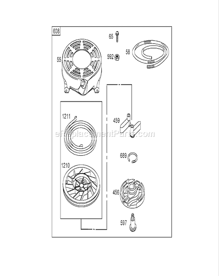 Starter Assembly Diagram and Parts List for 20054 250000001-250999999 - 2005 Toro Lawn Mower