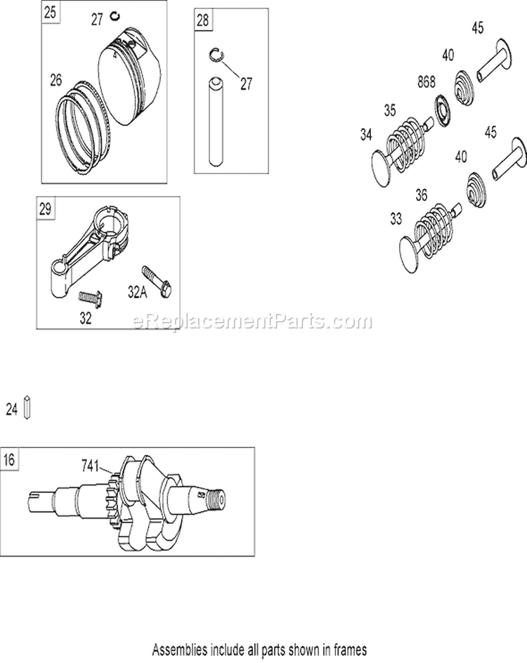 Crankshaft Assembly Diagram and Parts List for 20054 270000001-270999999 - 2007 Toro Lawn Mower