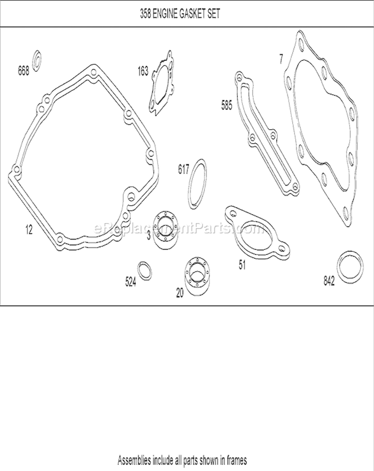 Gasket Assembly Diagram and Parts List for 20054 270000001-270999999 - 2007 Toro Lawn Mower