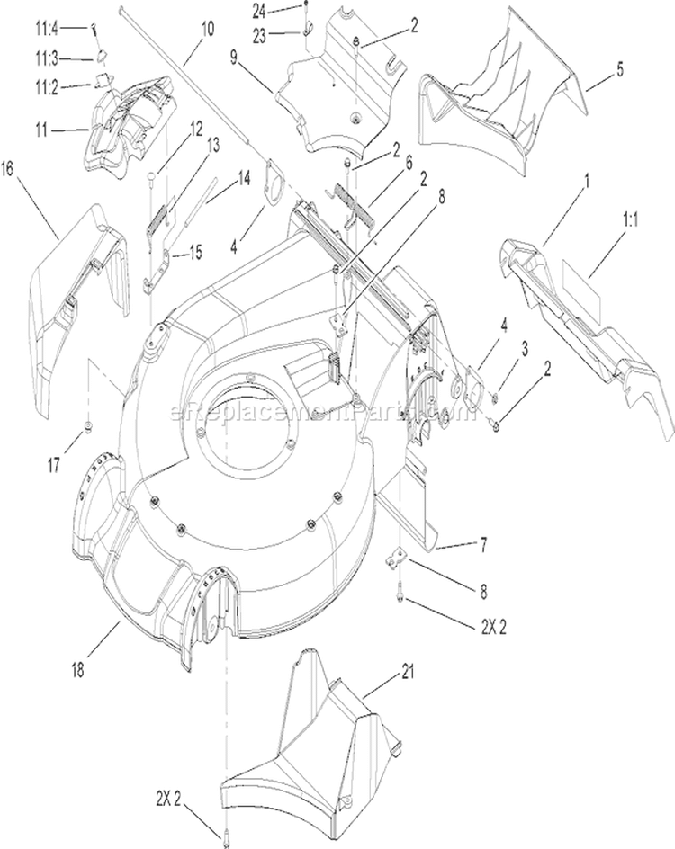 Housing Assembly Diagram and Parts List for 20056 260000001-260999999 - 2006 Toro Lawn Mower