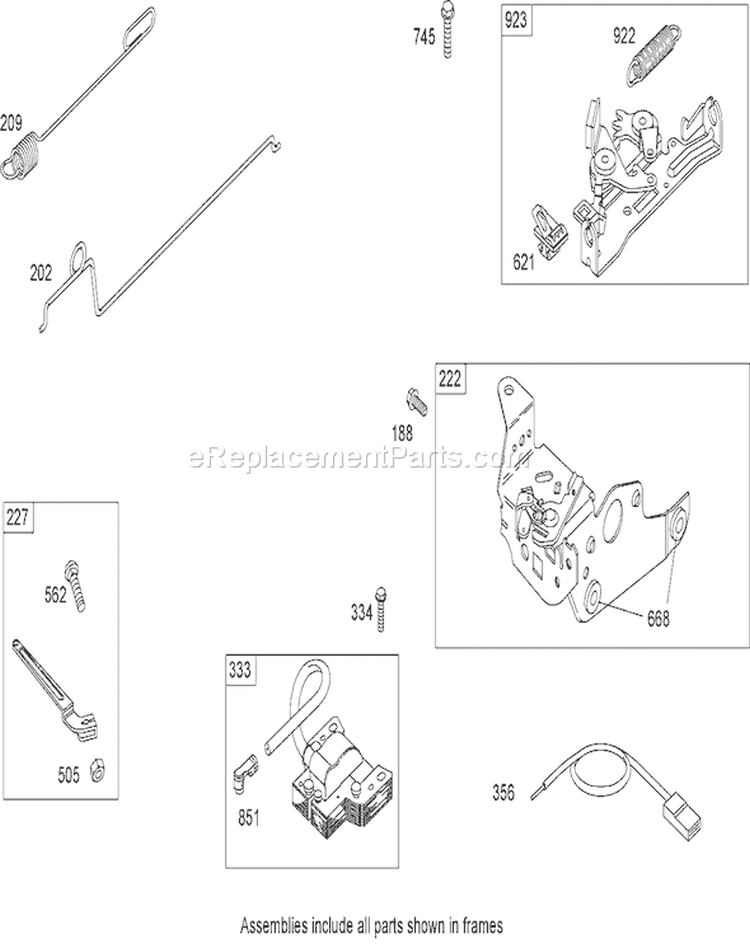 Governor Assembly Diagram and Parts List for 20056 270000001-270999999 - 2007 Toro Lawn Mower