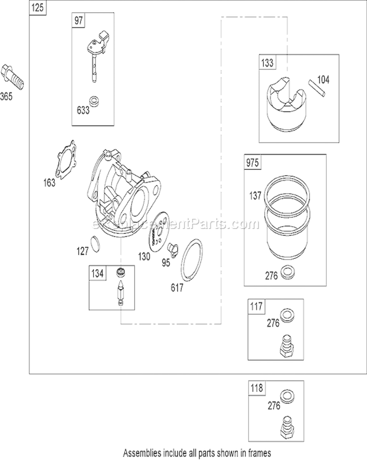Carburetor Assembly Diagram and Parts List for 20056 270000001-270999999 - 2007 Toro Lawn Mower