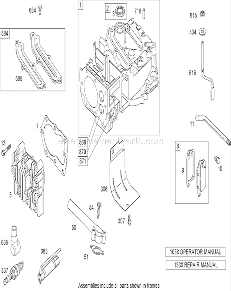 Cylinder Assembly Diagram and Parts List for 20056 270000001-270999999 - 2007 Toro Lawn Mower