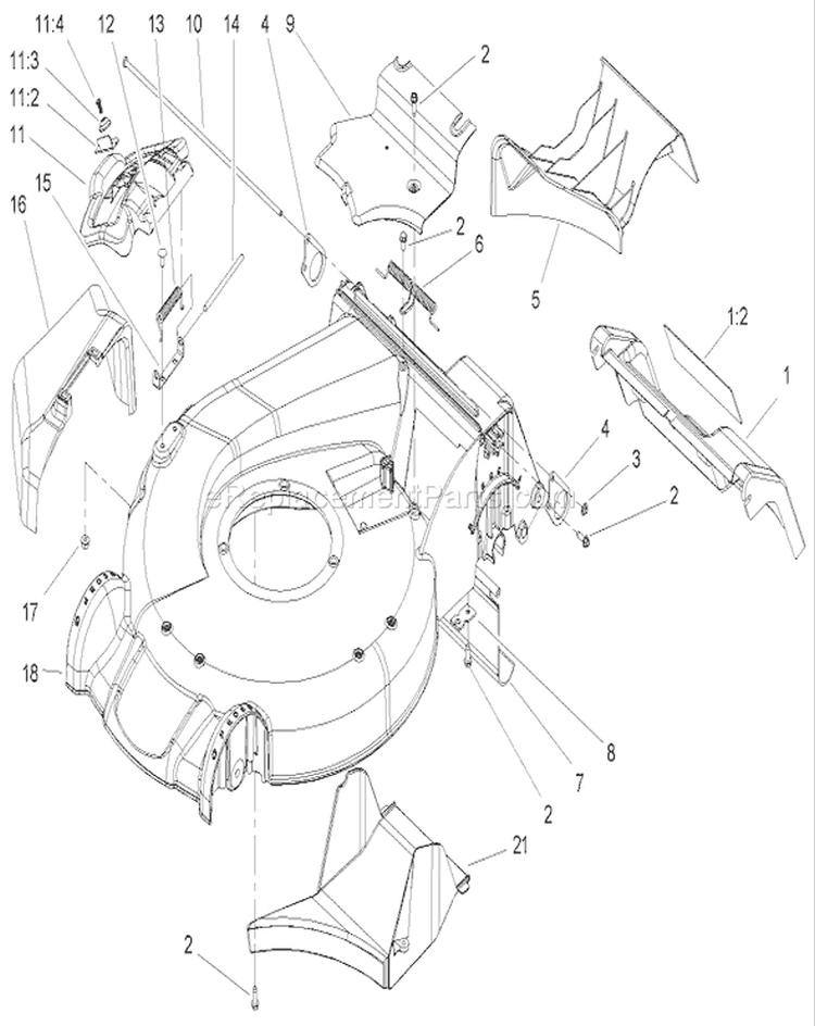 Housing Assembly Diagram and Parts List for 20057 250000001-250999999 - 2005 Toro Lawn Mower