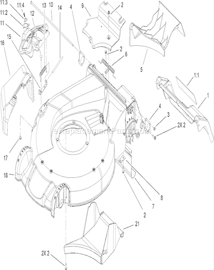 Housing Assembly Diagram and Parts List for 20057 260000001-260999999 - 2006 Toro Lawn Mower