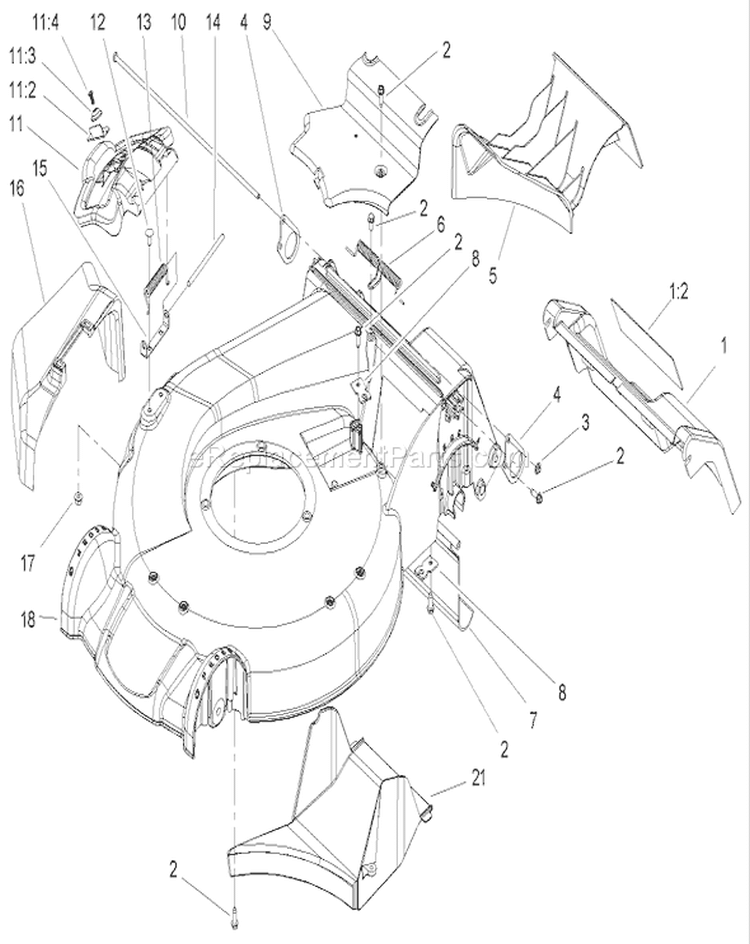 Housing Assembly Diagram and Parts List for 20058 250000001-250999999 - 2005 Toro Lawn Mower