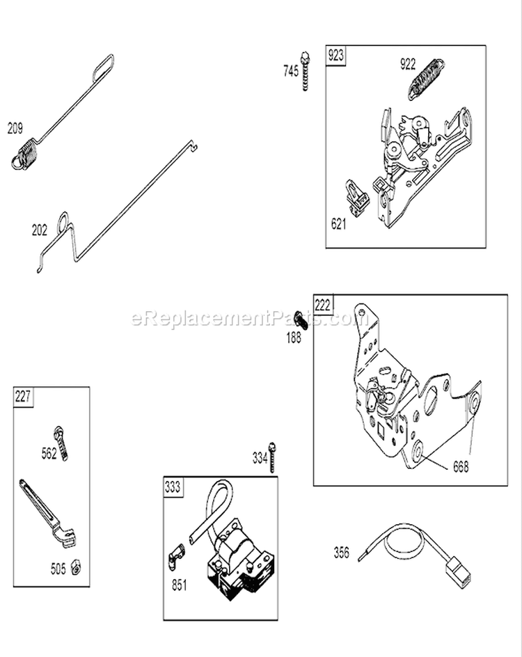 Governor Assembly Diagram and Parts List for 20058 250000001-250999999 - 2005 Toro Lawn Mower