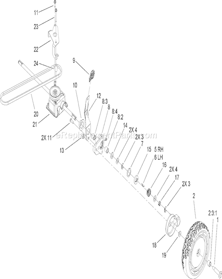Transmission Assembly Diagram and Parts List for 20057 260000001-260999999 - 2006 Toro Lawn Mower