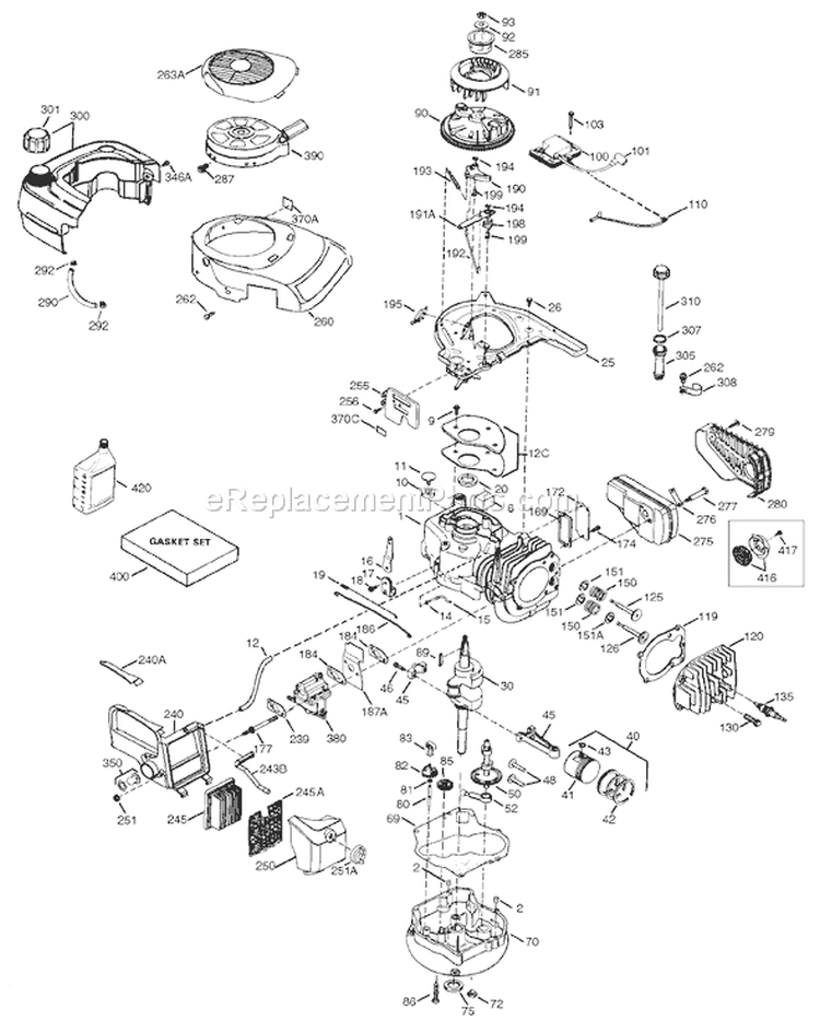 Engine Diagram and Parts List for 20061 9900001-9999999 - 1999 Toro Lawn Mower