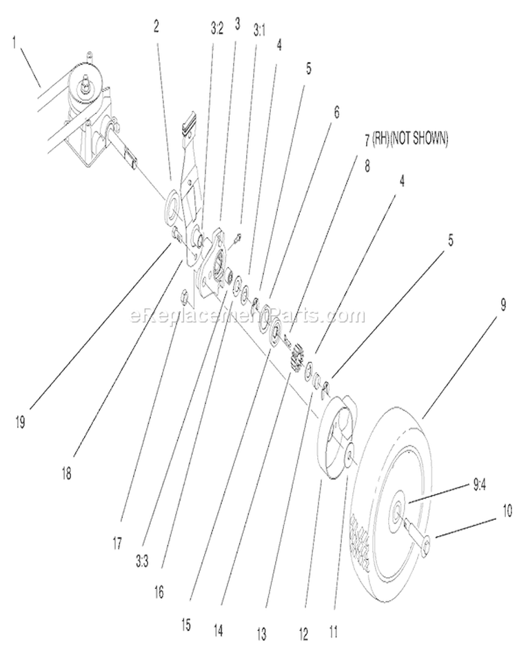 Gear Case and Wheel Assembly Diagram and Parts List for 20061 9900001-9999999 - 1999 Toro Lawn Mower