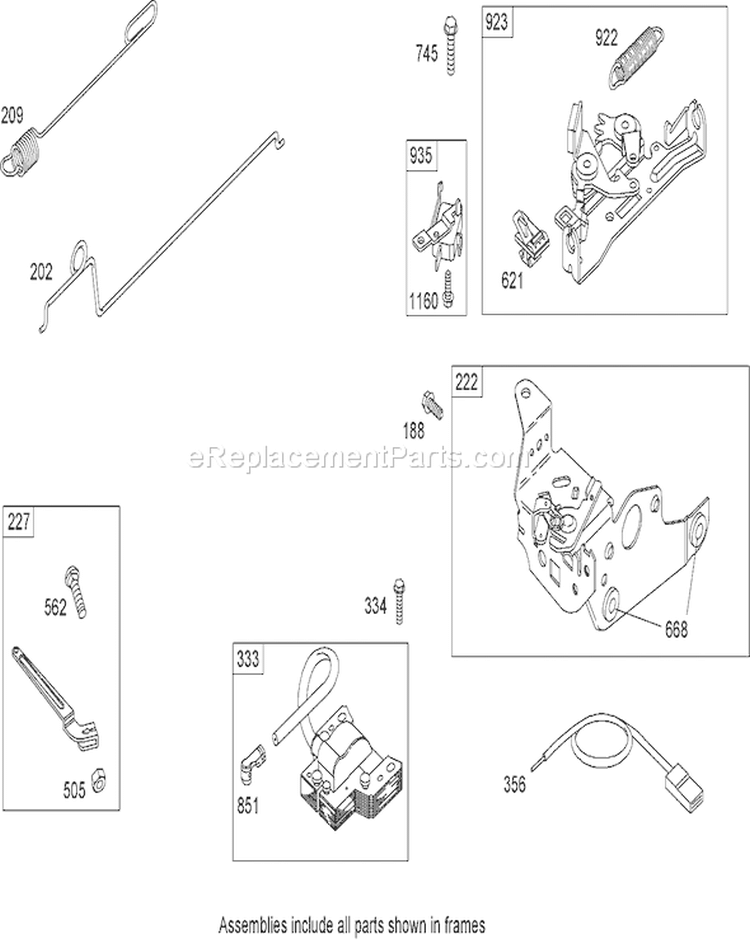 Governor Assembly Diagram and Parts List for 20062 270000001-270999999 - 2007 Toro Lawn Mower