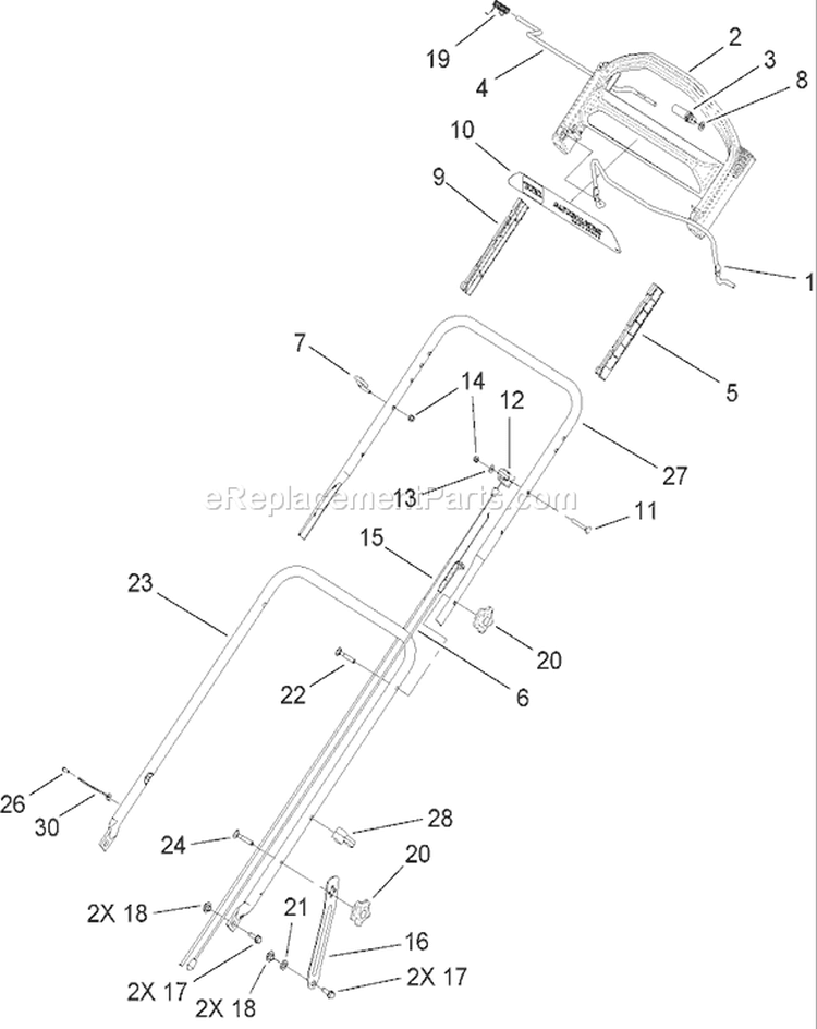 Handle Assembly Diagram and Parts List for 20062 270000001-270999999 - 2007 Toro Lawn Mower