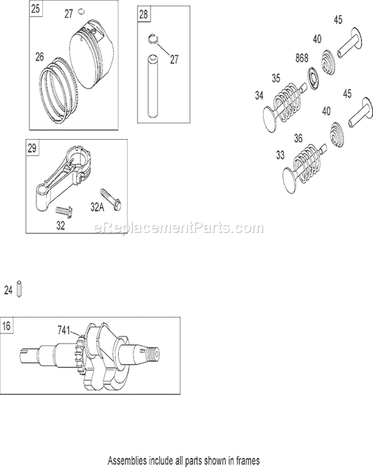 Crankshaft Assembly Diagram and Parts List for 20062 270000001-270999999 - 2007 Toro Lawn Mower