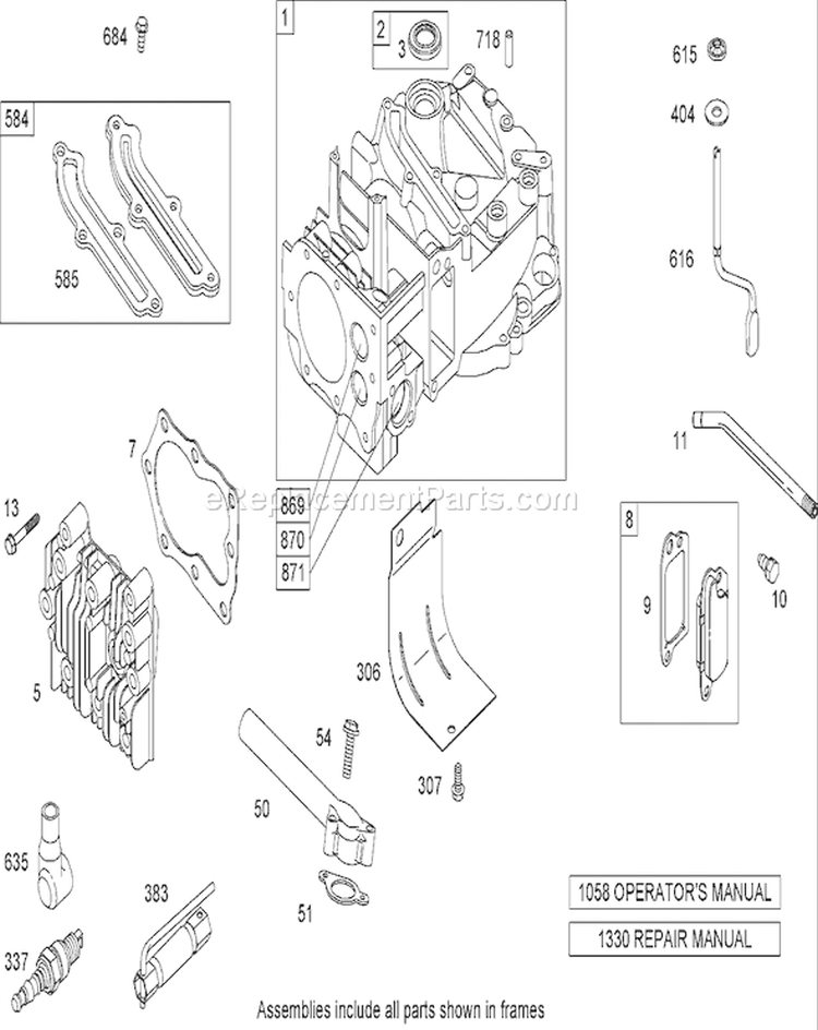 Cylinder Assembly Diagram and Parts List for 20062 270000001-270999999 - 2007 Toro Lawn Mower