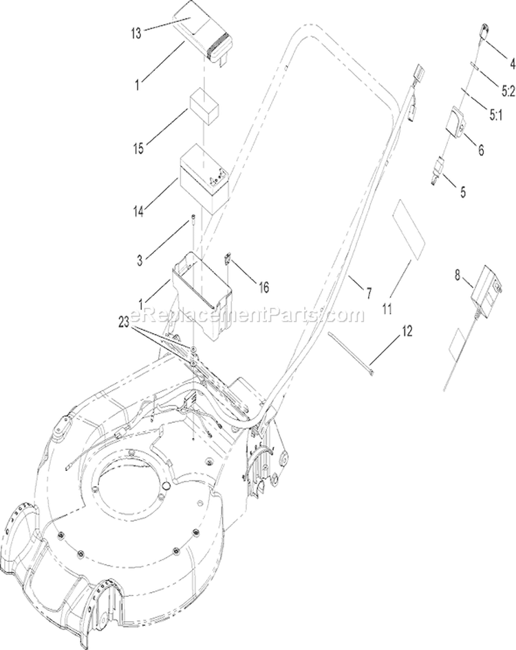 Electrical Assembly Diagram and Parts List for 20062 270000001-270999999 - 2007 Toro Lawn Mower