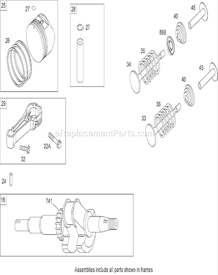Crankshaft Assembly Diagram and Parts List for 20065 270000001-270999999 - 2007 Toro Lawn Mower