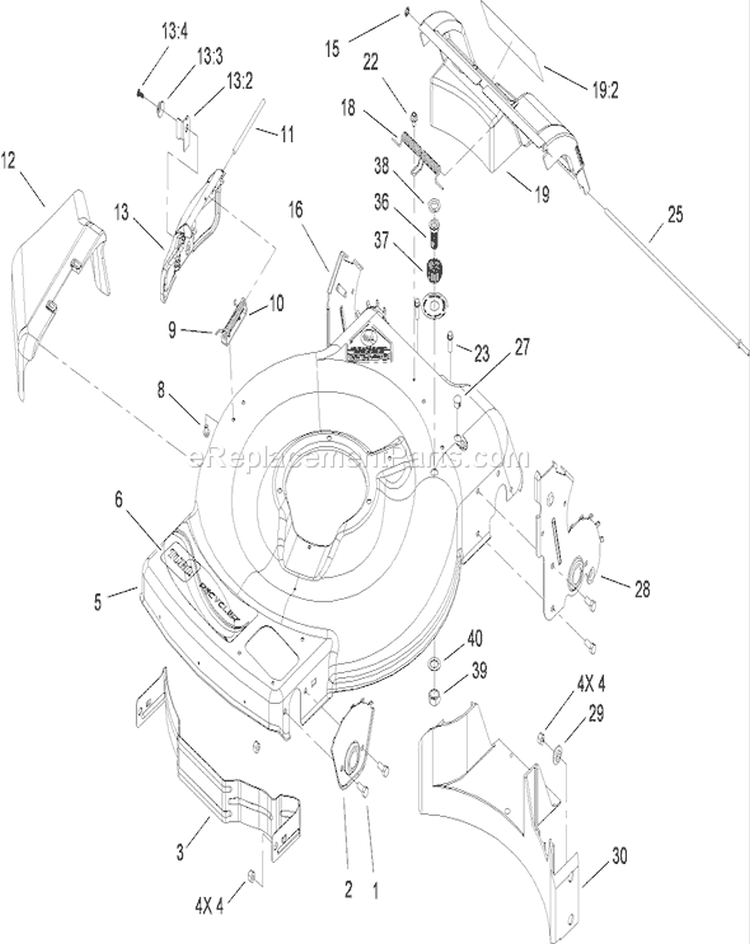 Deck, Side Chute and Rear Door Assembly Diagram and Parts List for 20066 280000001-280999999 - 2008 Toro Lawn Mower