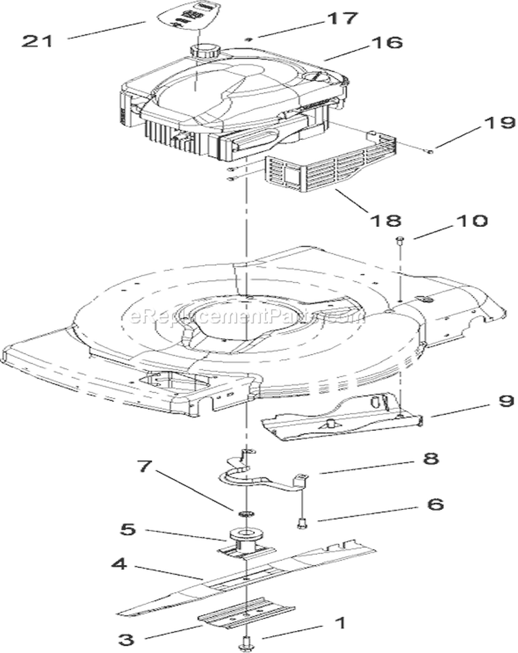Engine and Blade Assembly Diagram and Parts List for 20066 280000001-280999999 - 2008 Toro Lawn Mower