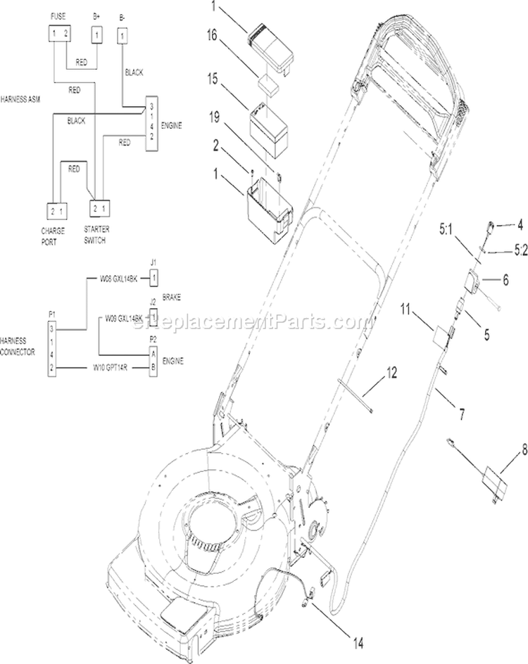 Electrical Assembly Diagram and Parts List for 20067 270000001-270999999 - 2007 Toro Lawn Mower