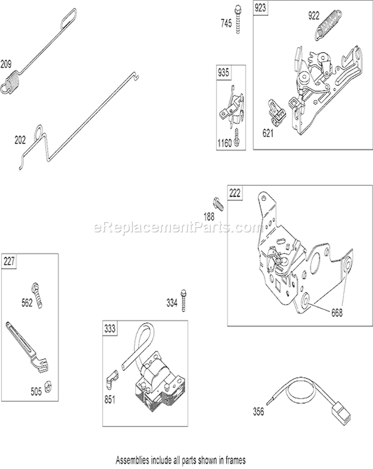 Governor Assembly Diagram and Parts List for 20067 270000001-270999999 - 2007 Toro Lawn Mower
