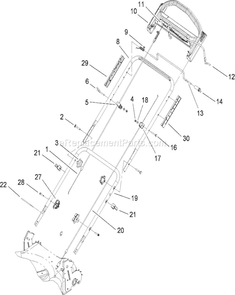 Handle Assembly Diagram and Parts List for 20067 280000001-280999999 - 2008 Toro Lawn Mower