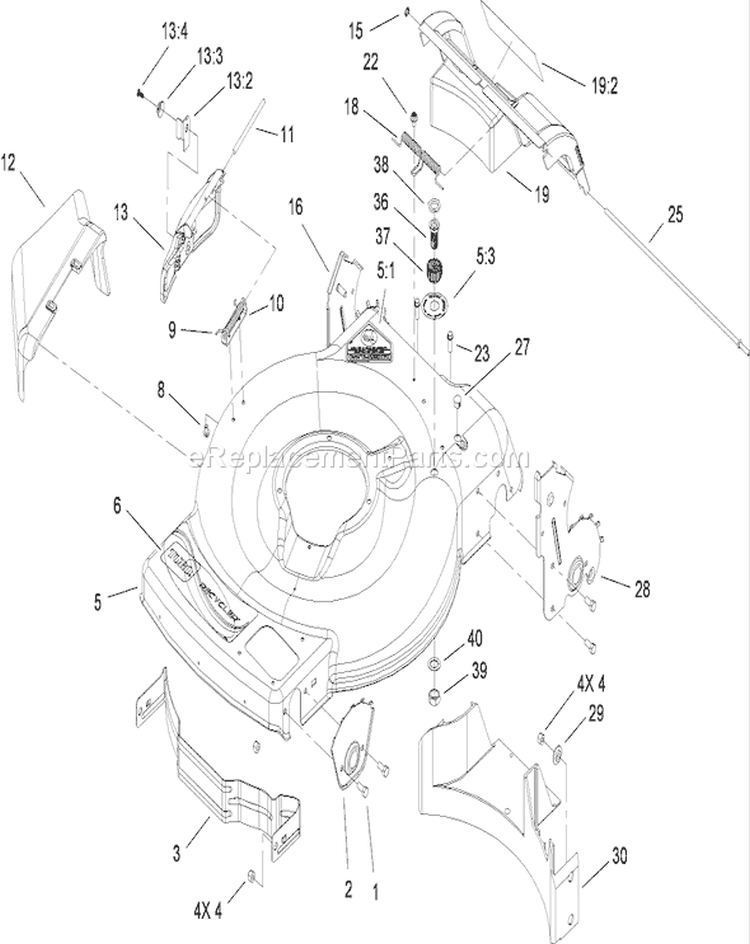 Deck, Side Chute and Rear Door Assembly Diagram and Parts List for 20067 280000001-280999999 - 2008 Toro Lawn Mower