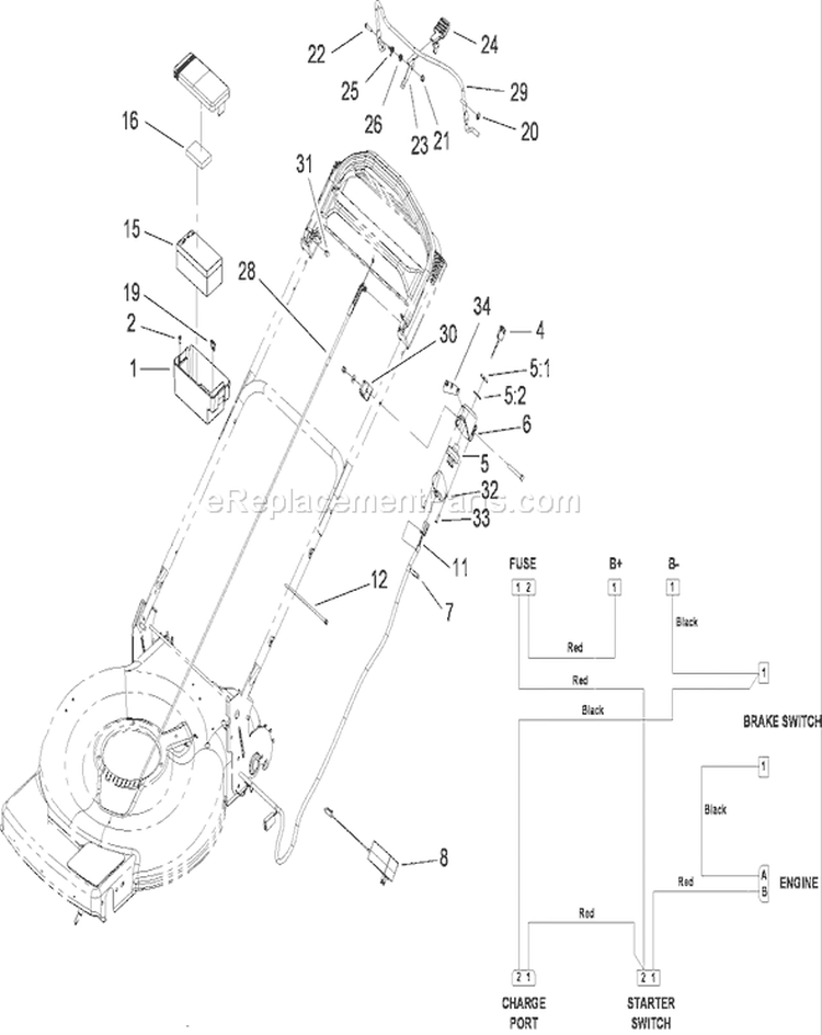 Electrical Assembly Diagram and Parts List for 20068 280000001-280999999 - 2008 Toro Lawn Mower