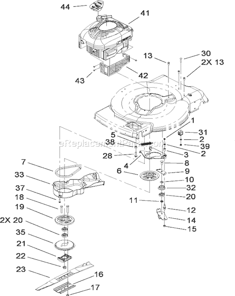 Engine Diagram and Parts List for 20068 280000001-280999999 - 2008 Toro Lawn Mower