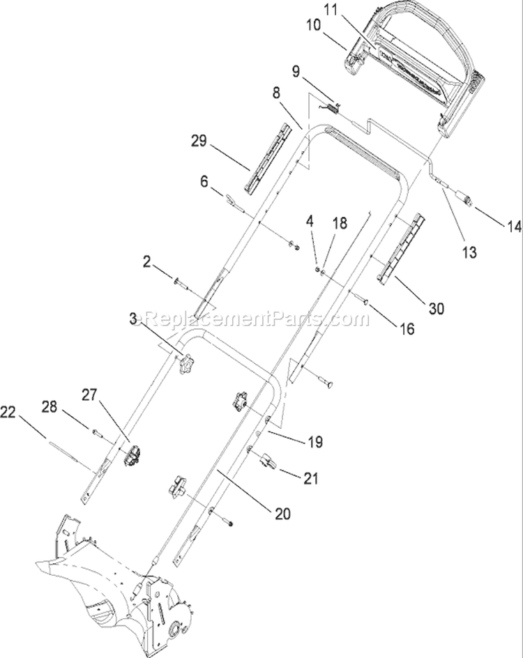 Handle Assembly Diagram and Parts List for 20068 280000001-280999999 - 2008 Toro Lawn Mower
