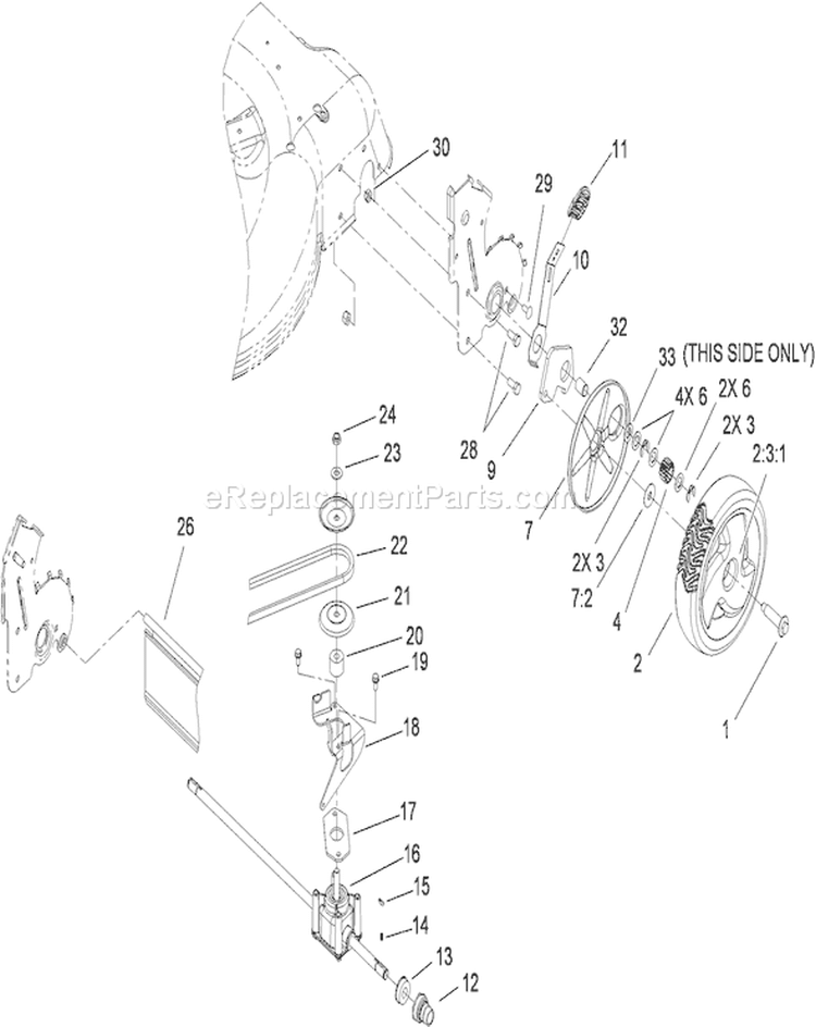 Rear Axle, Wheel and Transmission Assembly Diagram and Parts List for 20073A 270000001-270999999 - 2007 Toro Lawn Mower