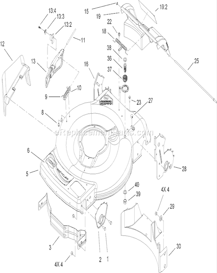 Deck, Side Chute and Rear Door Assembly Diagram and Parts List for 20074A 270000001-270999999 - 2007 Toro Lawn Mower