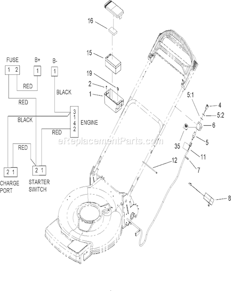 Electrical Assembly Diagram and Parts List for 20074 270000001-270999999 - 2007 Toro Lawn Mower